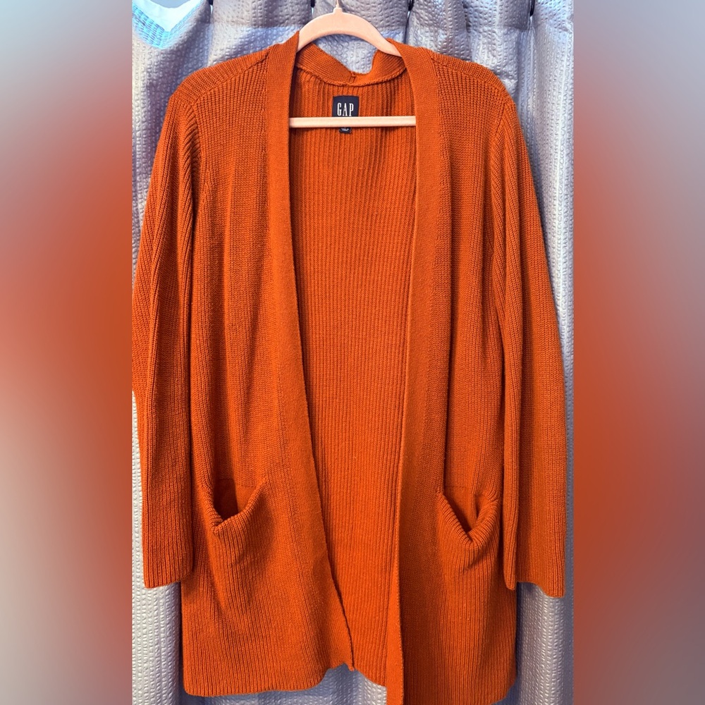 GAP Women's Bold Orange Open Cardigan